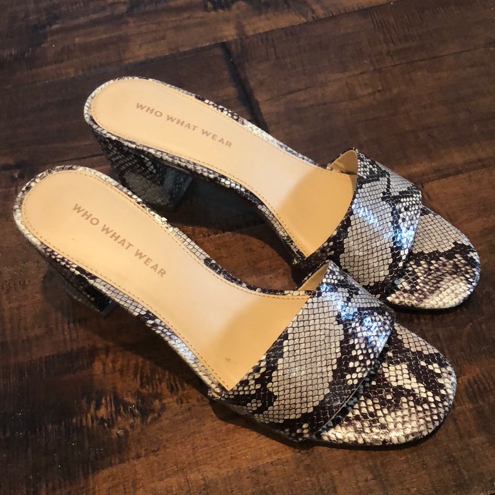 Who What Wear Jacey Faux Snakeskin Heeled Mule 7